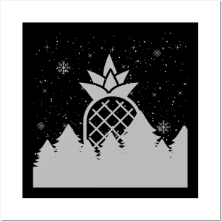 Pineapple Christmas Forest on a Winters Night Posters and Art